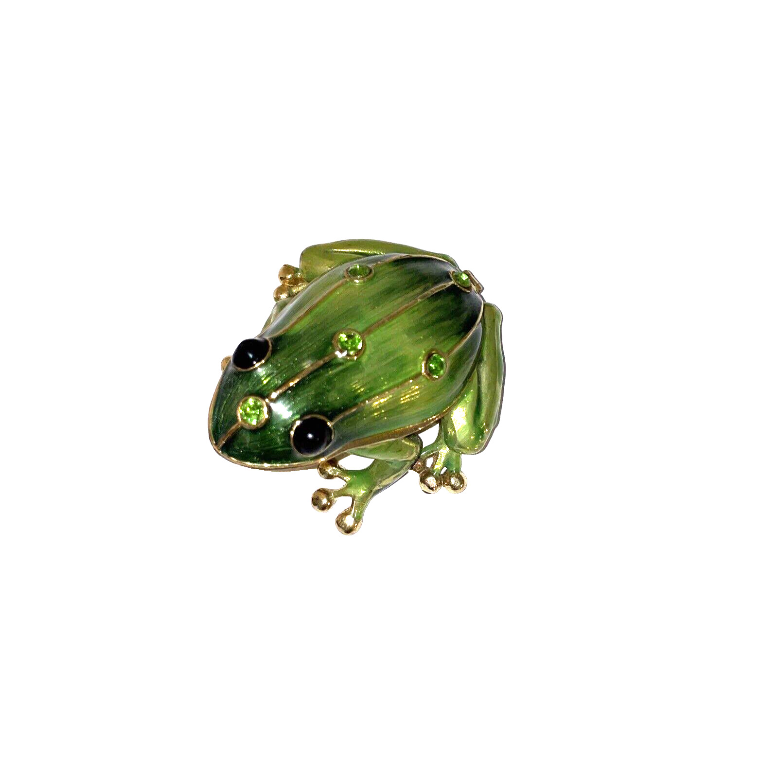 Green Frog Hand Painted Bejeweled Hinged Trinket Jewelry Box 3