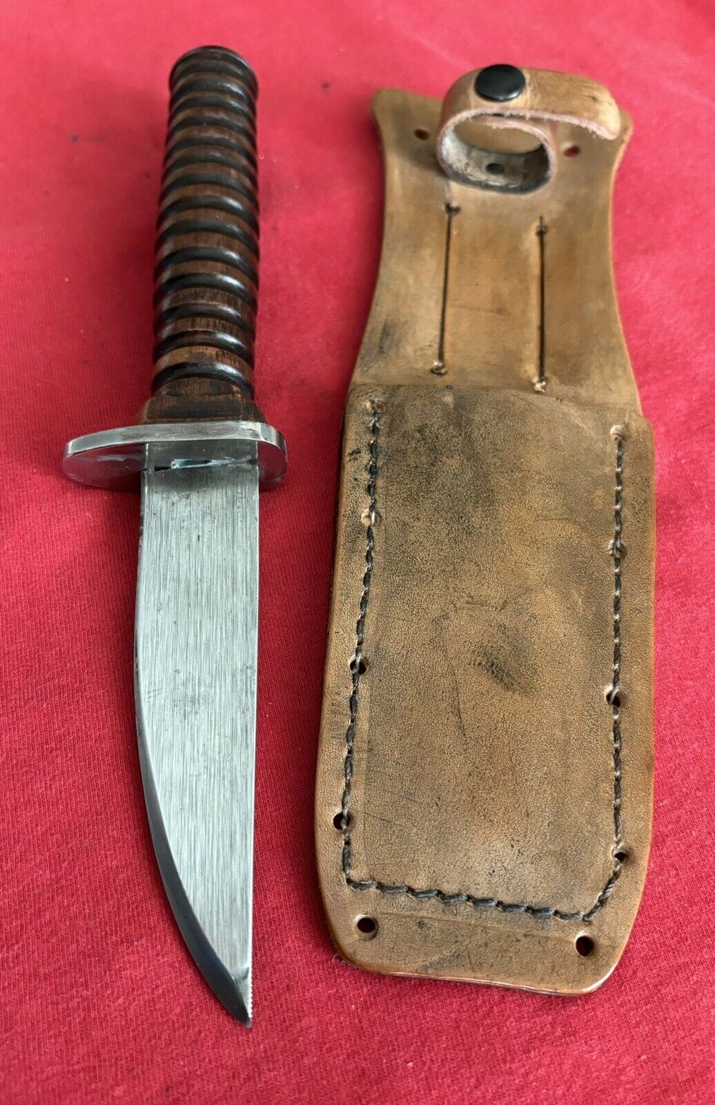 CUSTOM KNIFE FROM A FILE -  MAHOGANY HANDLE - 1957 SWISS MILITARY GUARD & SHEATH