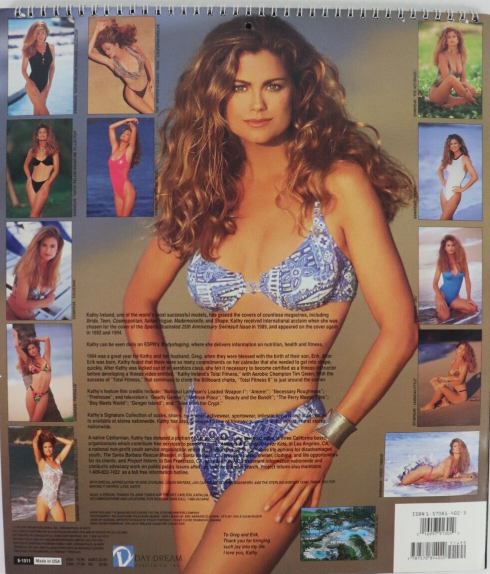 1996 Kathy Ireland Calendar 15X13