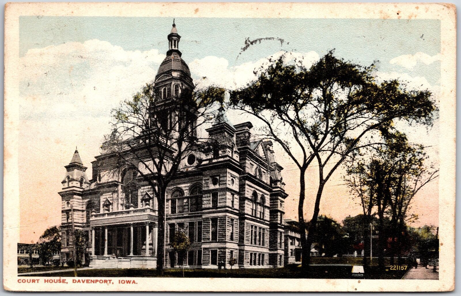 1917 Courthouse Davenport Iowa IA Government Office Building Posted Postcard