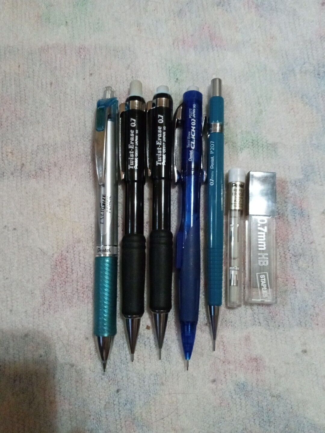 Vintage Pentel Mechanical Pencil Lot Of 5 And Accessories Works Great Very Nice
