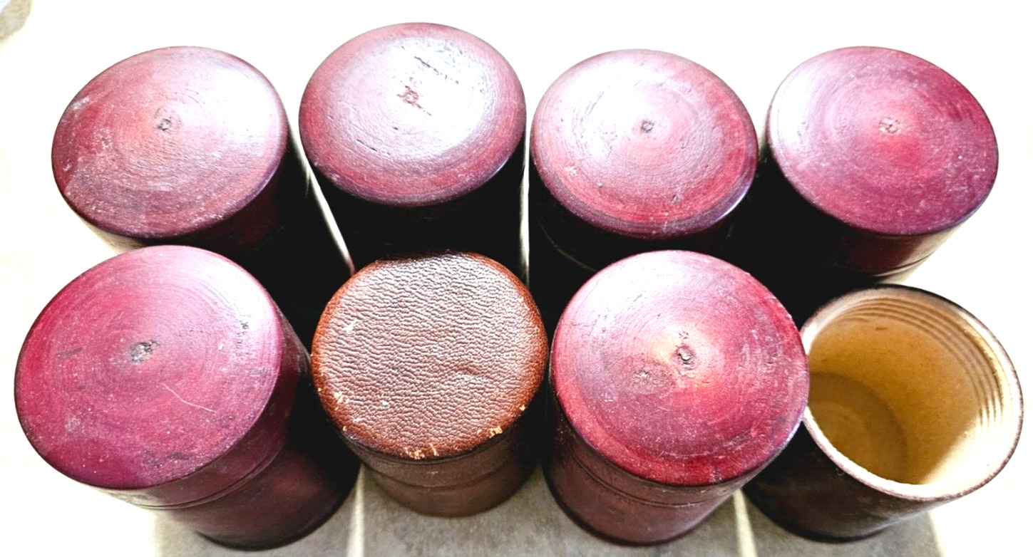 Lot of Eight Vintage Red Wood and other Storage containers