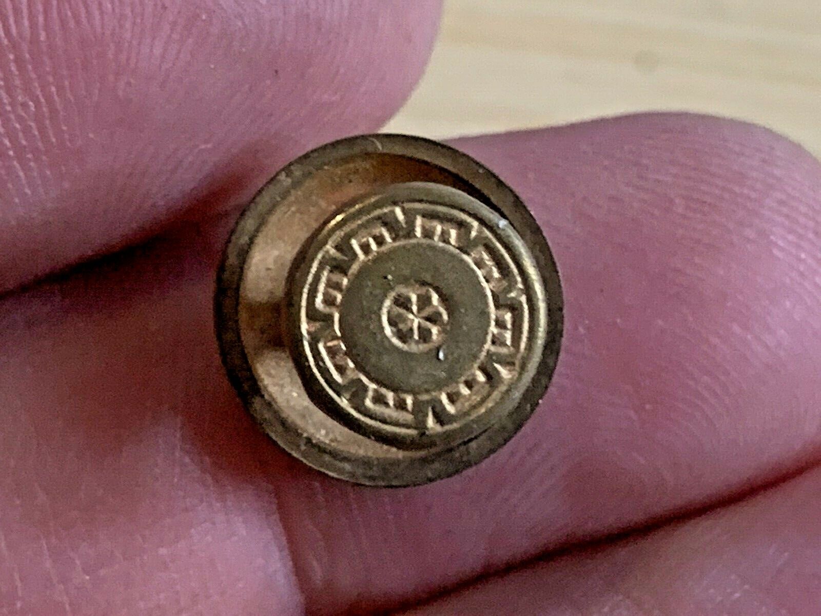 Antique Gold-Tone Button Lapel Pin