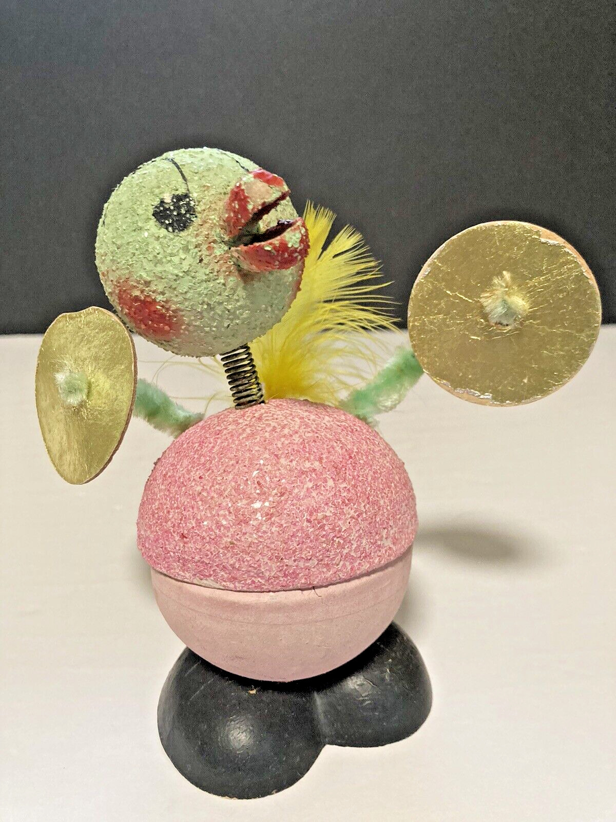 Vintage Unusual Paper Mache German Easter Candy Container ~ Nodder