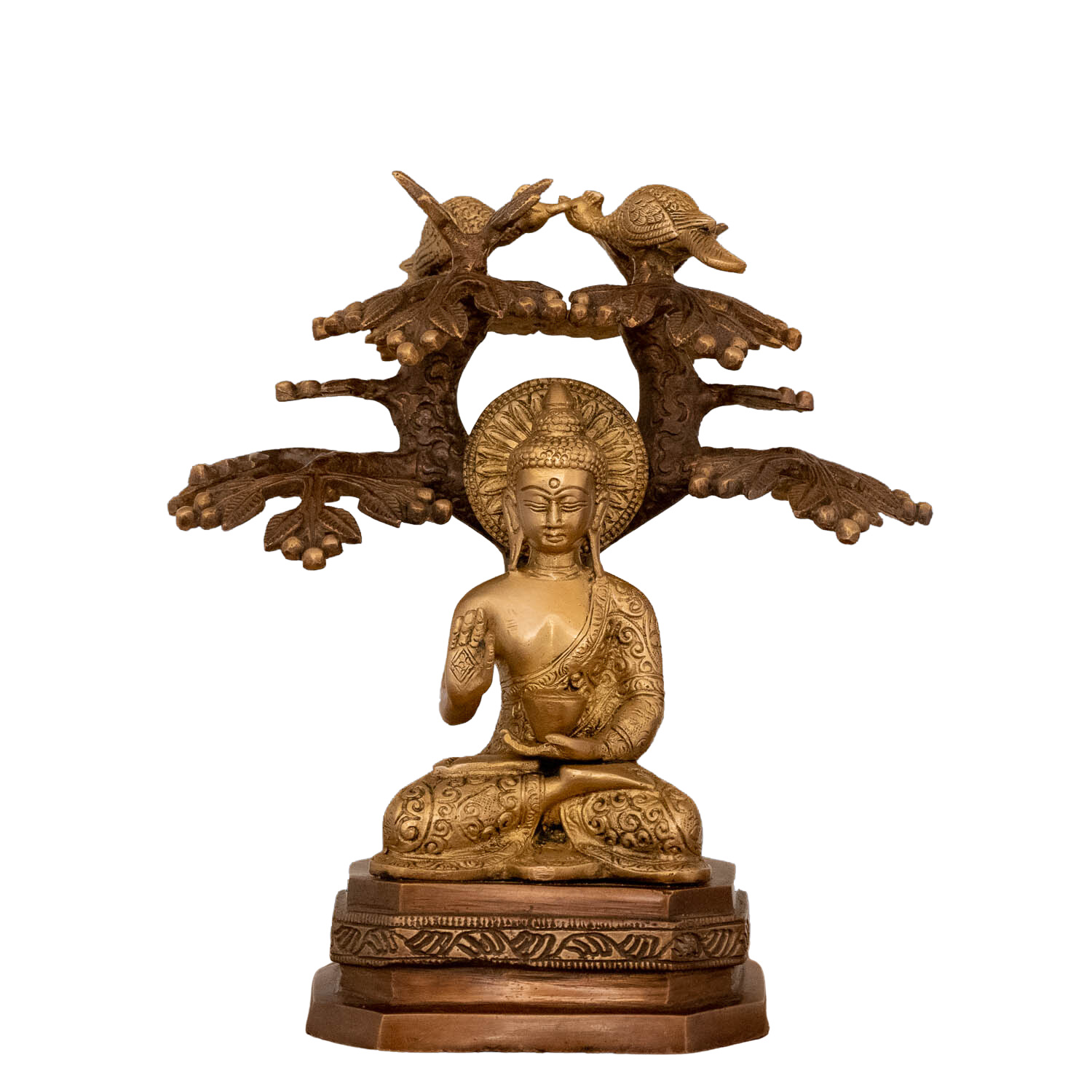 indigenite Brass Buddha Statue | Size - (8 x 5 x 9) Inches, Weight: 3.35 kgs