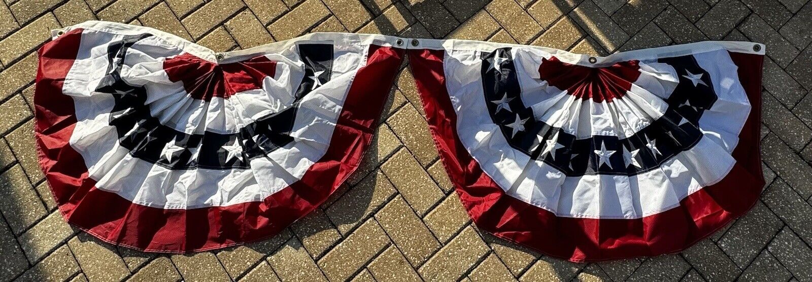 American Patriotic Fan Flags Set 2-each Bunting Swag Full Banner 4 Feet x 2 Feet