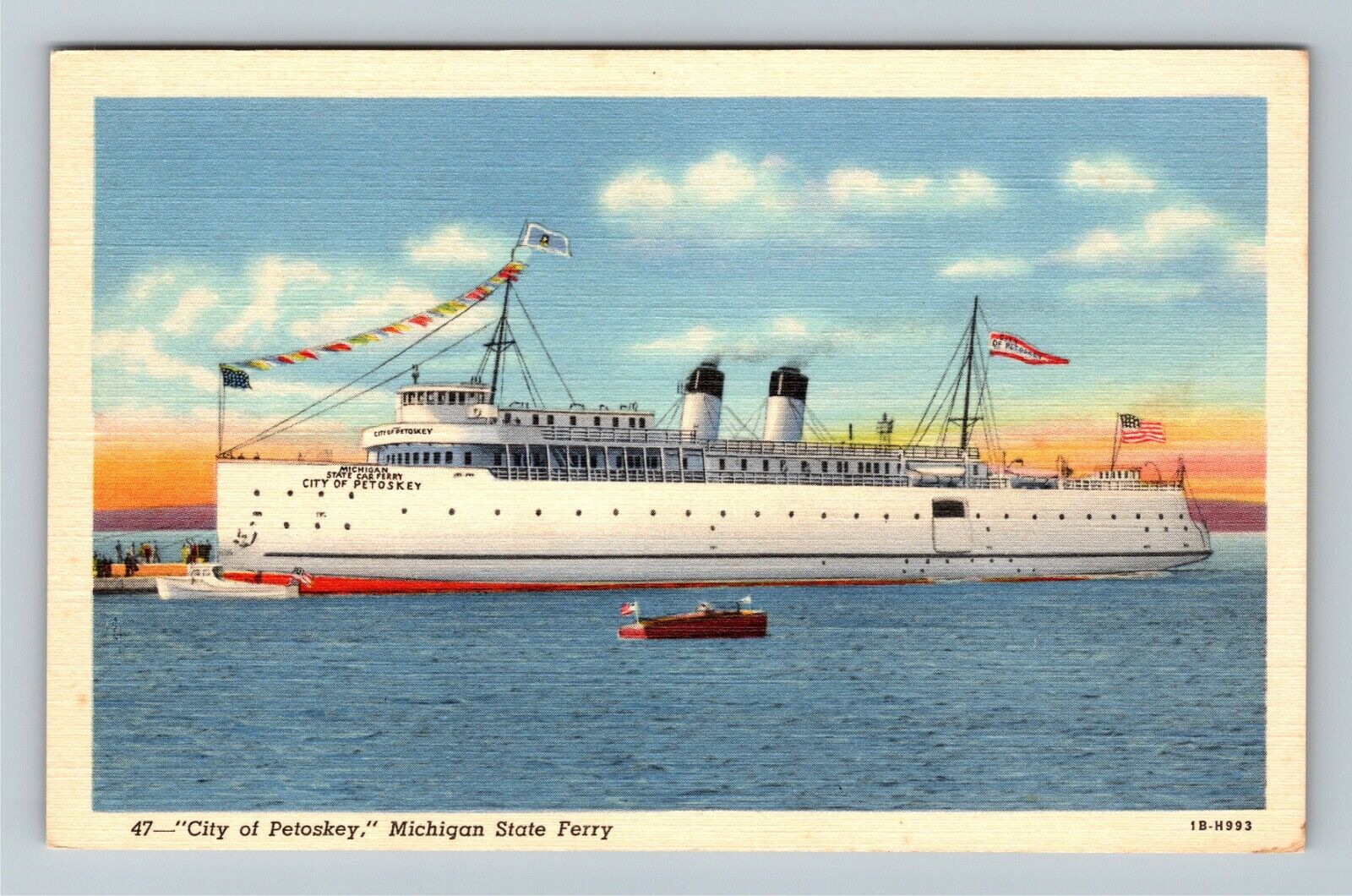 City Petoskey, Michigan State Ferry, Vintage Postcard