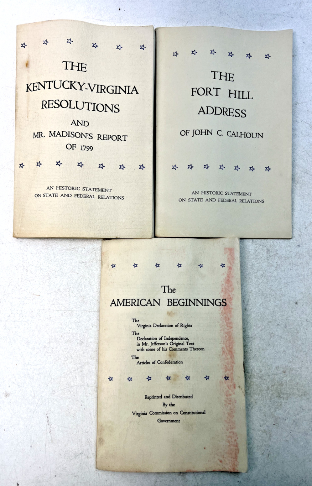 VTG 1960-1961 Series of Historic Statements Expounding the Role of the States...