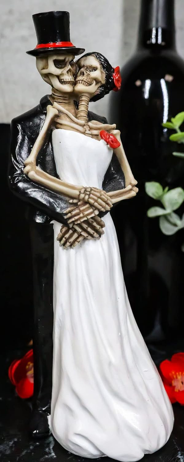 Ebros Love Never Dies Eternal Wedding Skeletons in Bridal Gown and Tuxedo Pose