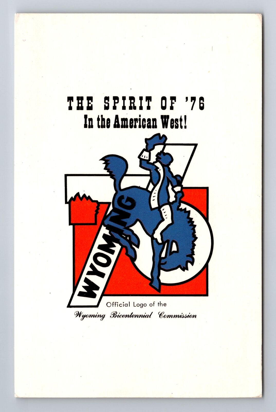 Cheyenne WY-Wyoming, Colonial Cowboy, Logo Bicentennial, Vintage Postcard