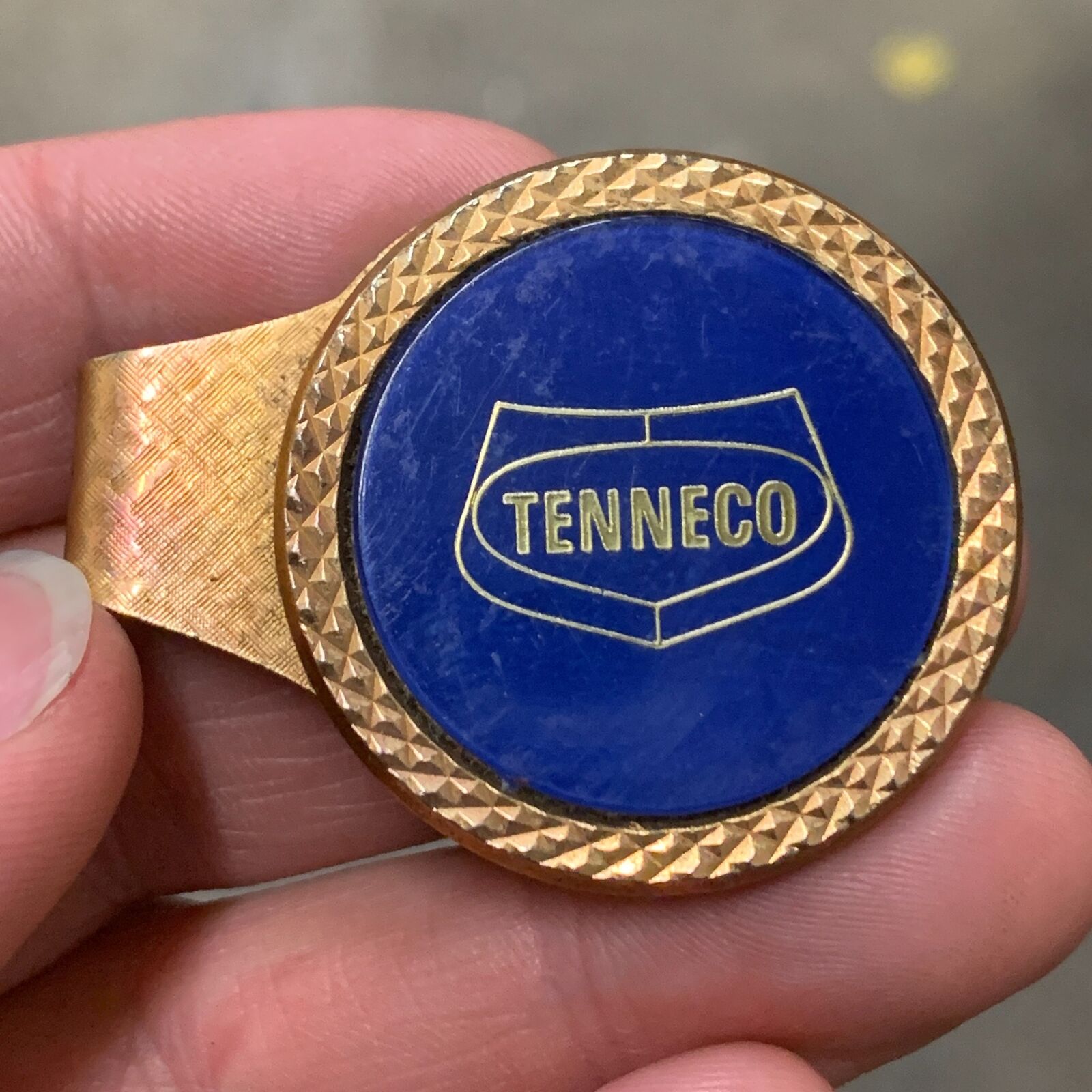 Vintage TENNECO Oil Company Gold Tone Money Clip - Gas / Petroliana Advertising