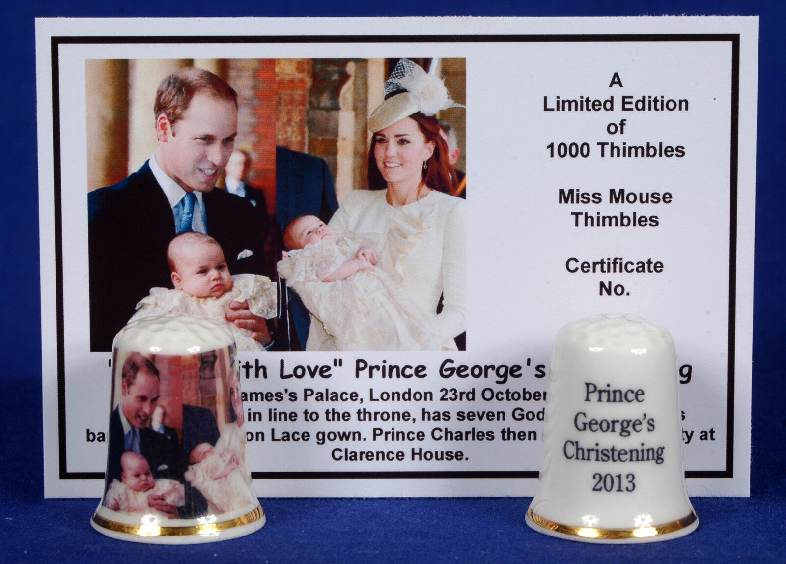 To Sir With Love Prince George\'s Christening 2013 Ltd. Ed Thimble+ Cert- B/123