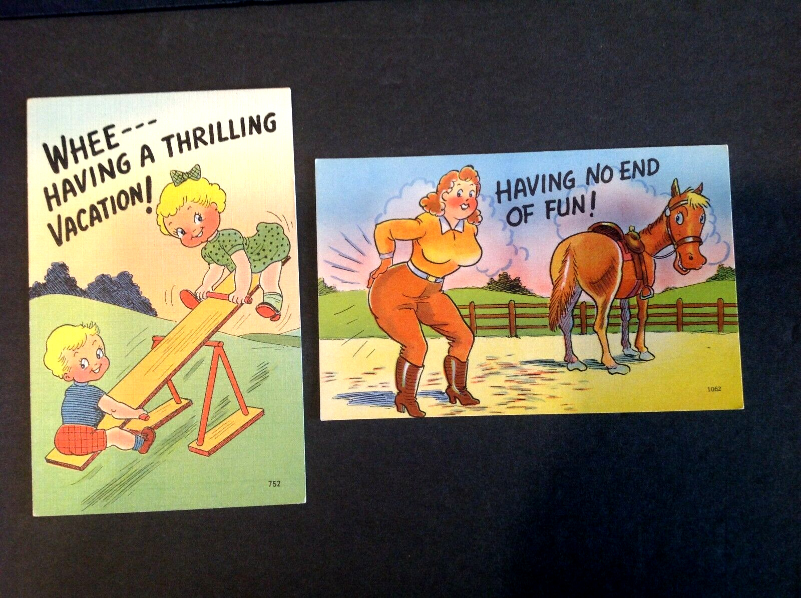 Vintage Humor Fun Vacation Postcard - Lot of 2 Unused