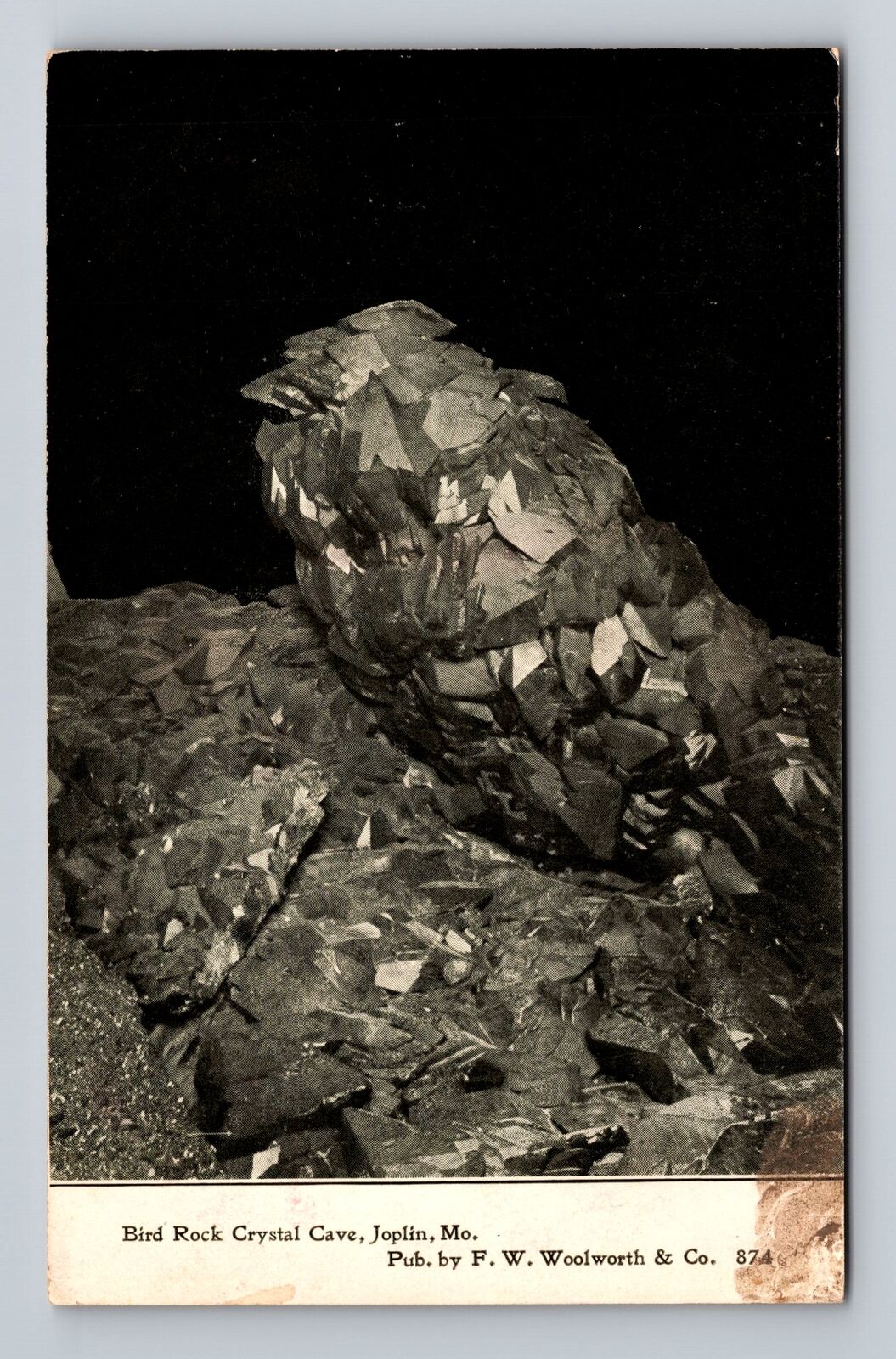 Joplin MO-Missouri, Bird Rock Crystal Cave, Antique Souvenir Vintage Postcard