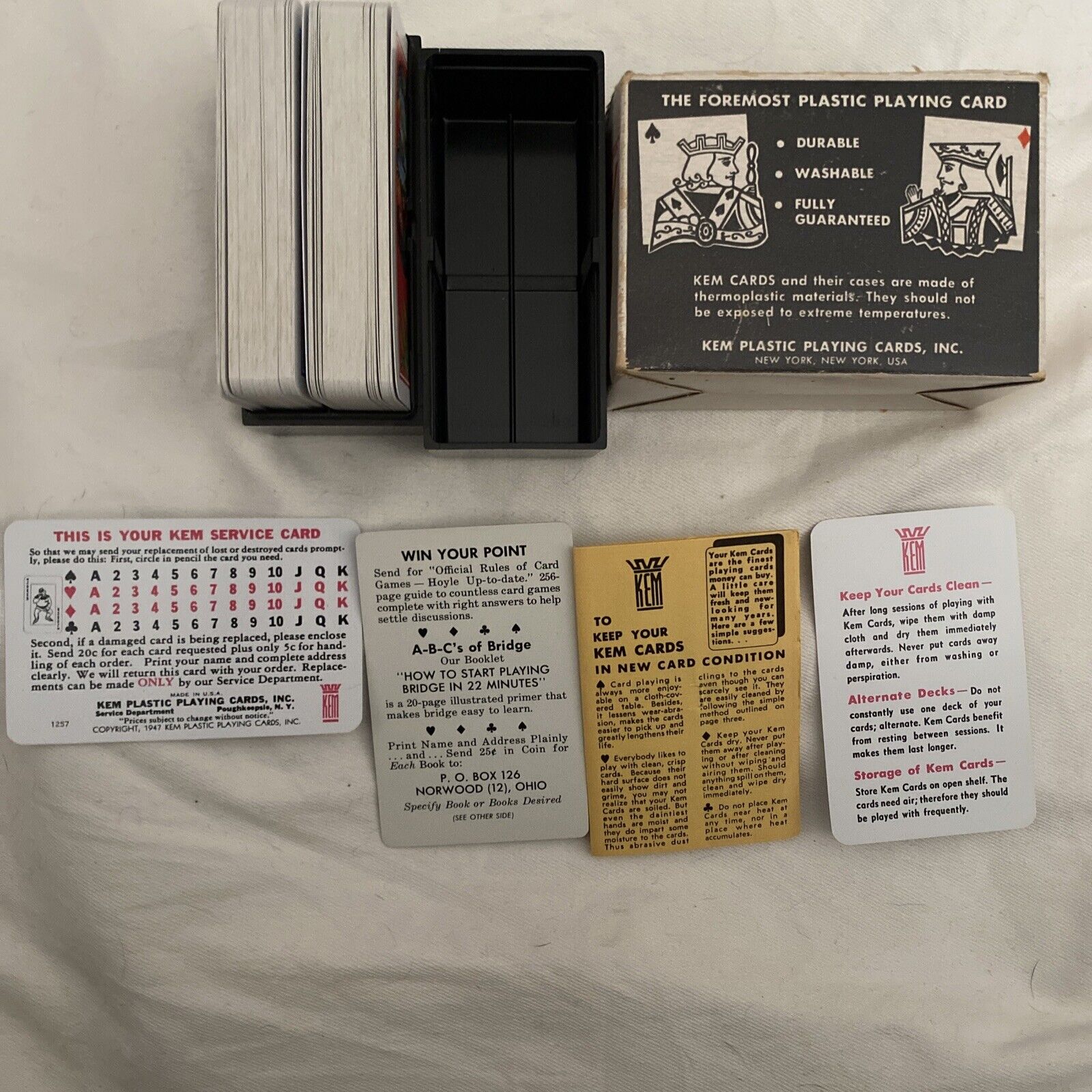 Vintage 1947 KEM Plastic Playing Cards  2-Deck Set with Case - Zodiac