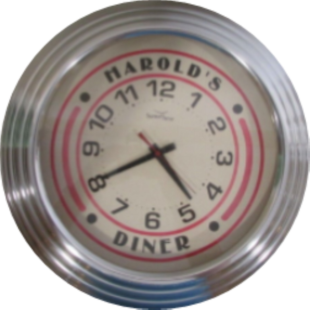 Vintage Harold's Diner Retro Lunch Counter Cafe Diner Sign Wall Clock Windham