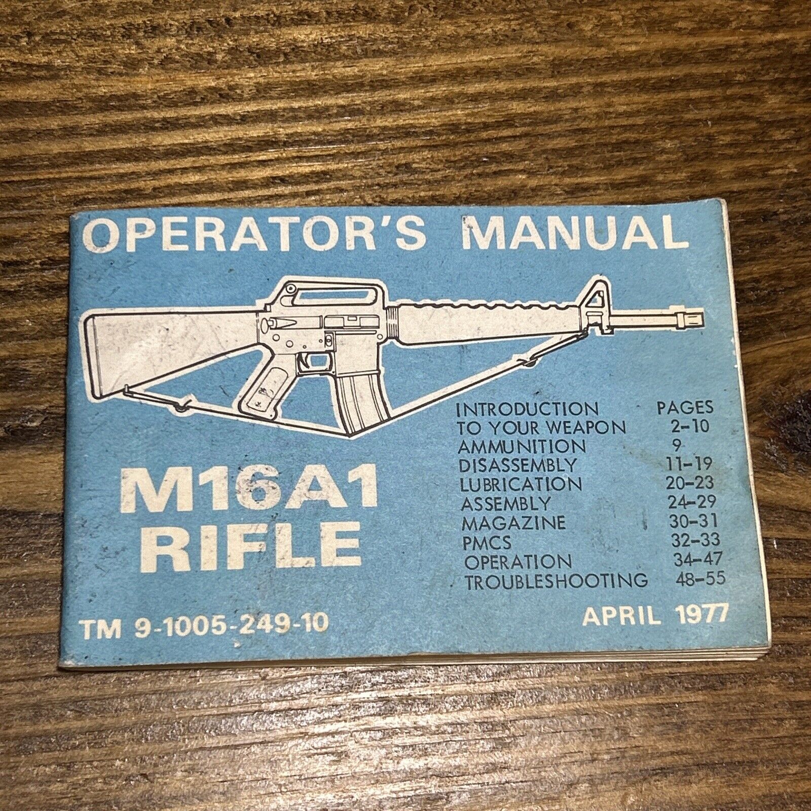 Vintage M16A1 Rifle Operator\'s Manual Guide Book April 1977 Army 9-1005-249-10