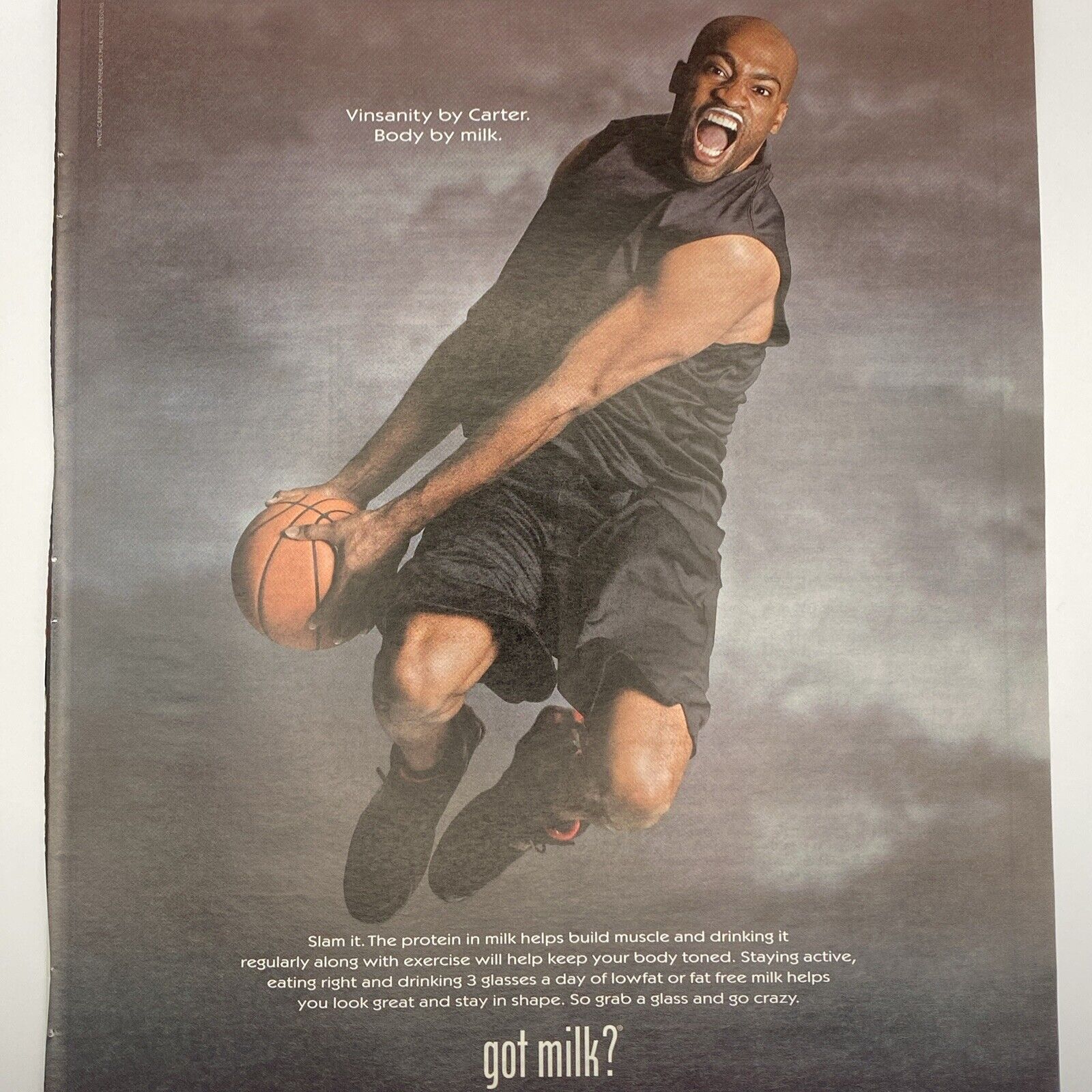 2007 Got Milk? PRINT AD Vince Carter Poster New Jersey Nets NBA Basketball Art