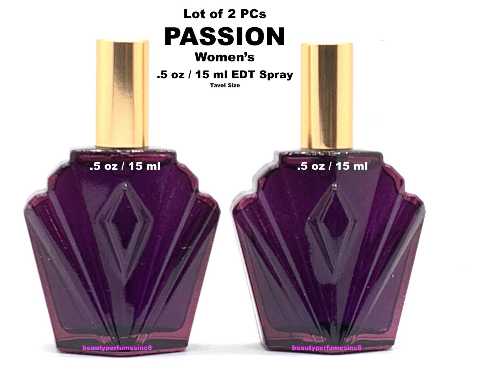 Lot of 2 PCs - PASSION Women\'s Perfume by Elizabeth Taylor .5 oz 15 ml EDT Spray