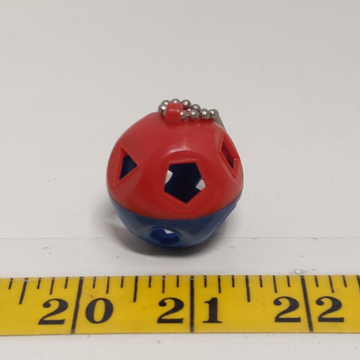 Vintage Tupperware Mini Shape Sorter Ball Keychain Red Blue Shape-O-Ball