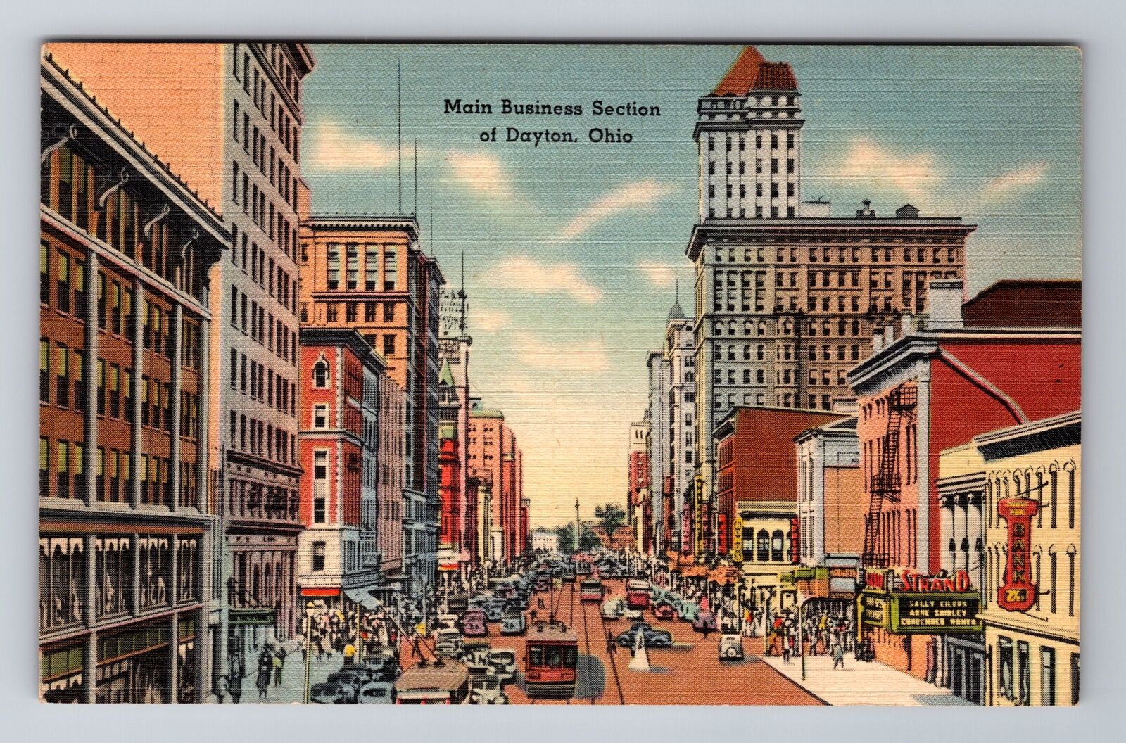 Dayton OH-Ohio, Main Business Section, Antique, Vintage Souvenir Postcard