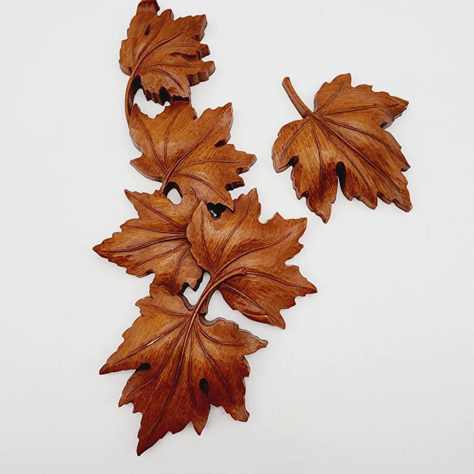 Vintage Syroco Wall Hanging Leaves Wood Look 12 x 5 Decorative Home Decor USA