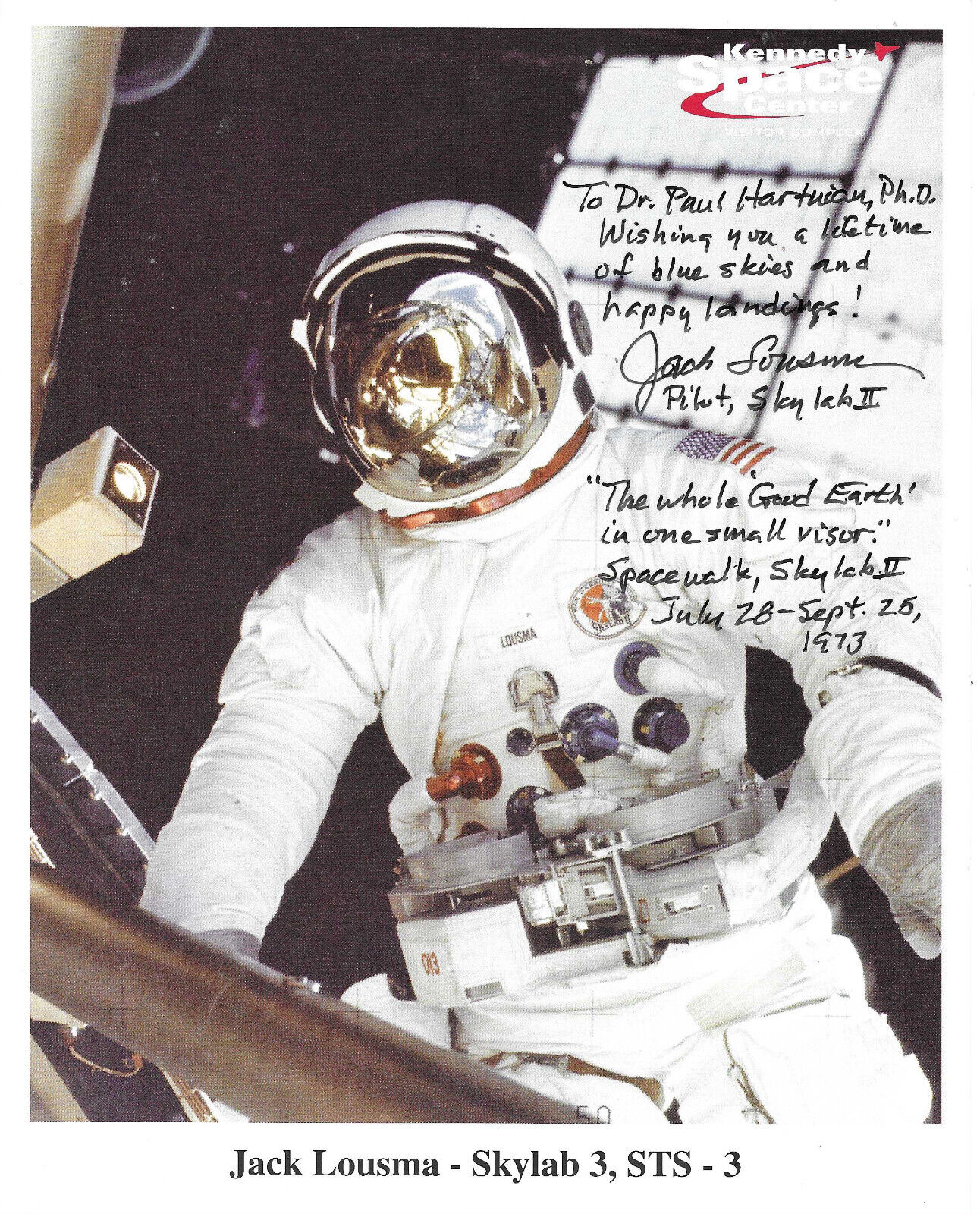 Signed and inscribed NASA litho of astronaut Jack Lousma