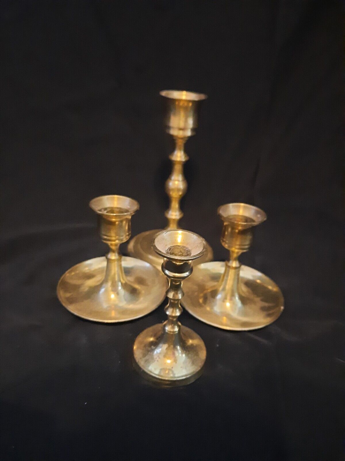 Mixed Lot of 4 Vintage Brass Candlesticks Holders Weddings Events Cottagecore