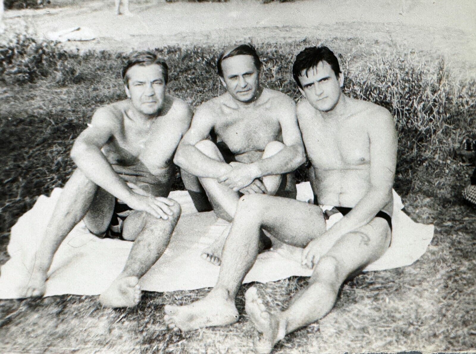 1970s Three Bulge Trunks Men Naked Feet Shirtless Guys Gay int Vintage Photo