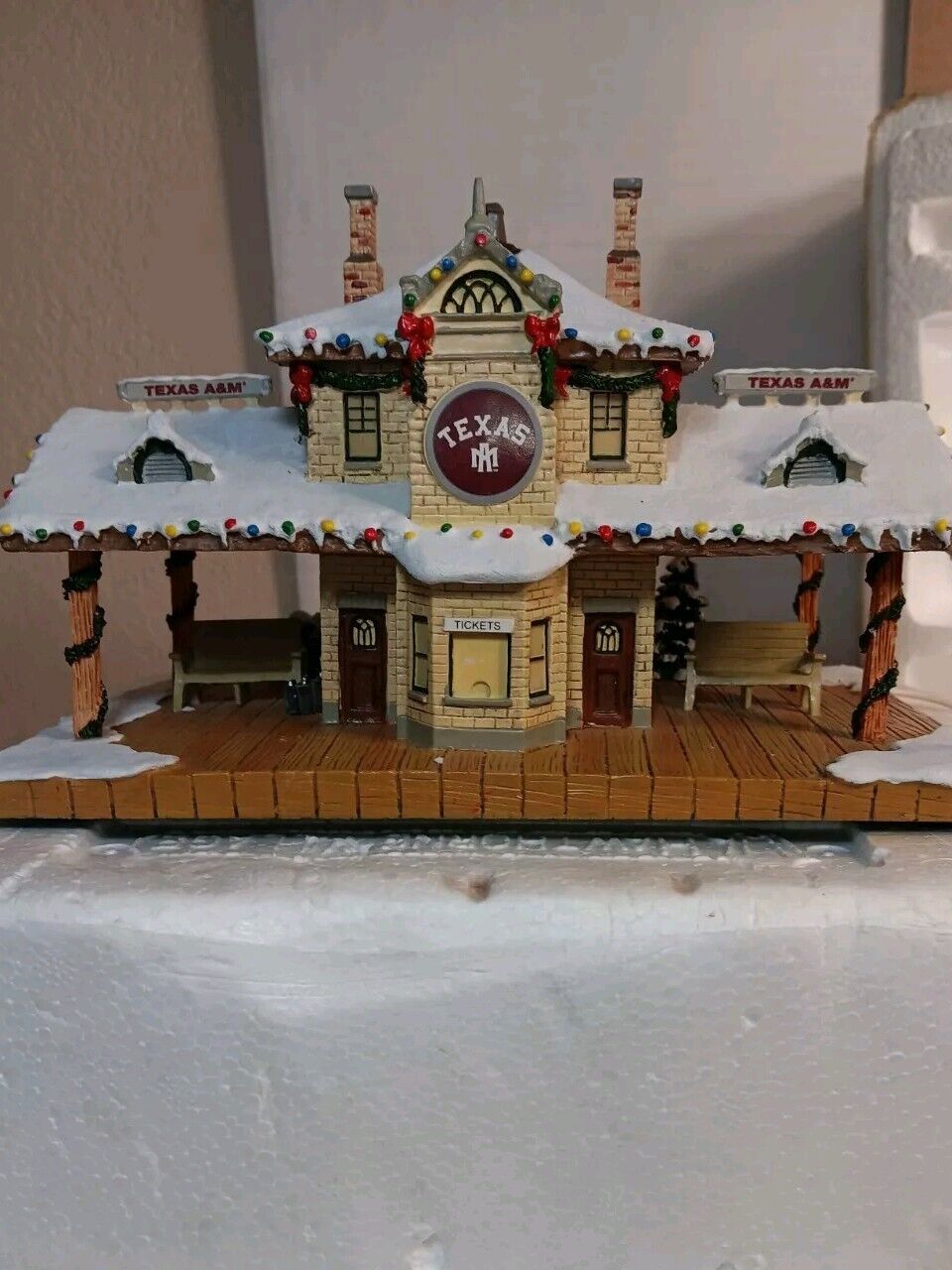 Vtg Hawthorne Village Lighted Texas A&M Station Authentic Issue Of The Aggies 
