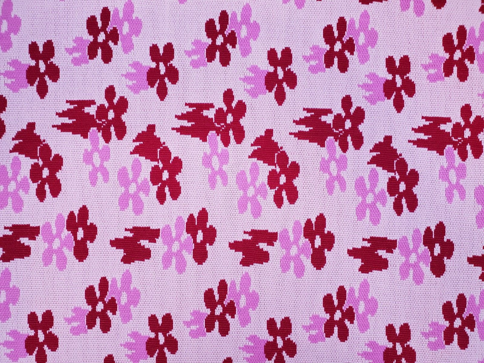 Vintage 70s Flower Power Fabric Purple Pink Polyester Daisy 2 Yards x 58 Inches