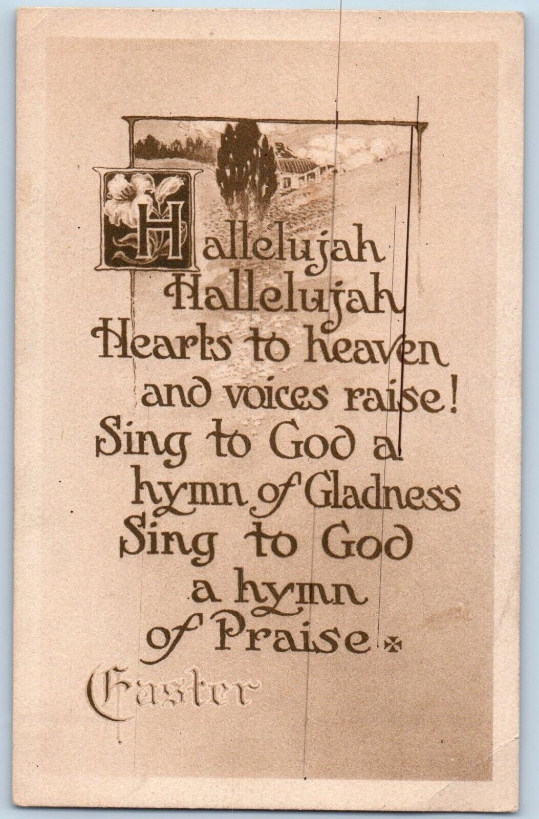 Easter Postcard Sing To God A Hymn Of Praise c1910's Posted Antique