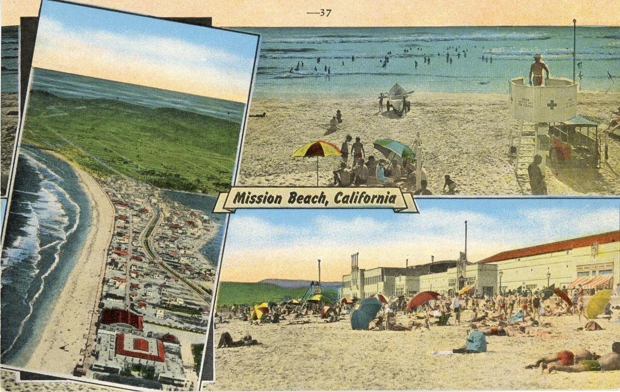 Mission Beach, California - San Diego Area - Vintage Multi-Scene Postcard