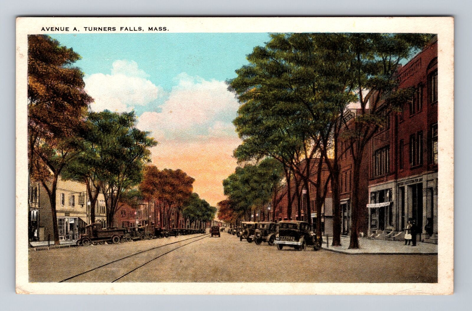 Turners Falls MA-Massachusetts, Scenic View Of Avenue A, Vintage Postcard
