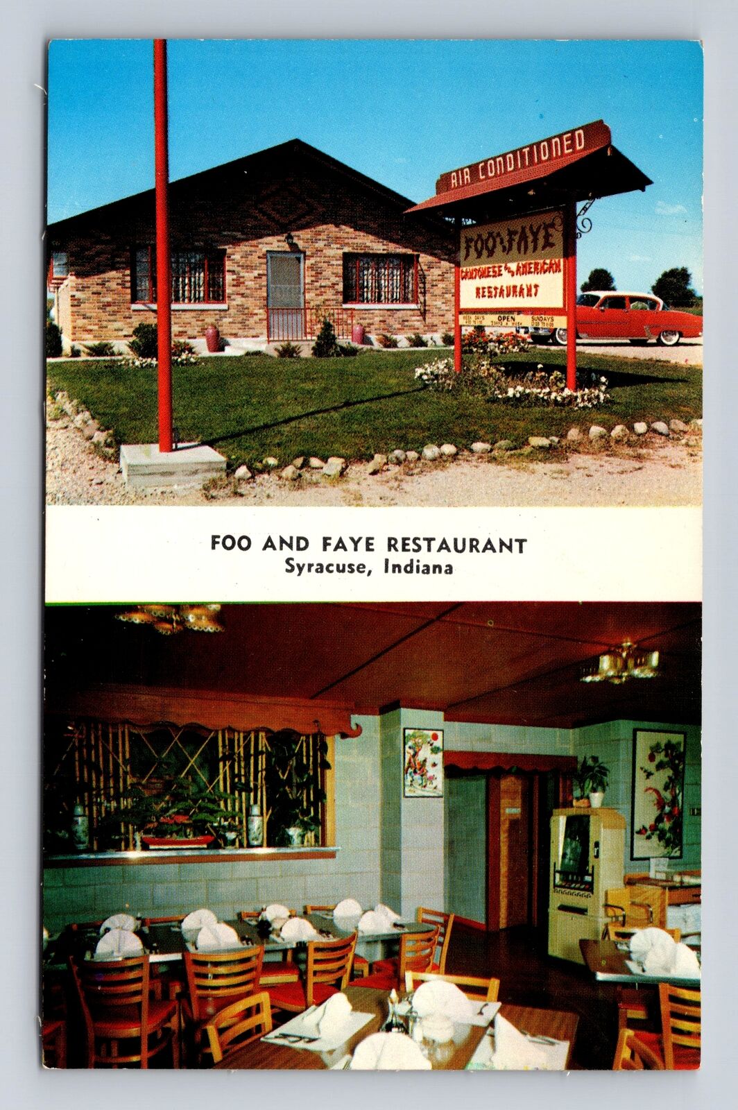 Syracuse IN-Indiana, Foo and Faye Restaurant, Advertising, Vintage Postcard