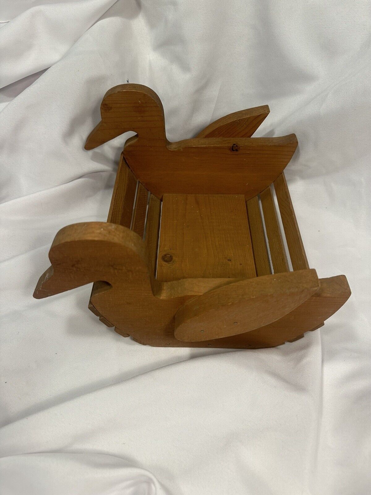 vintage wood duck basket brown