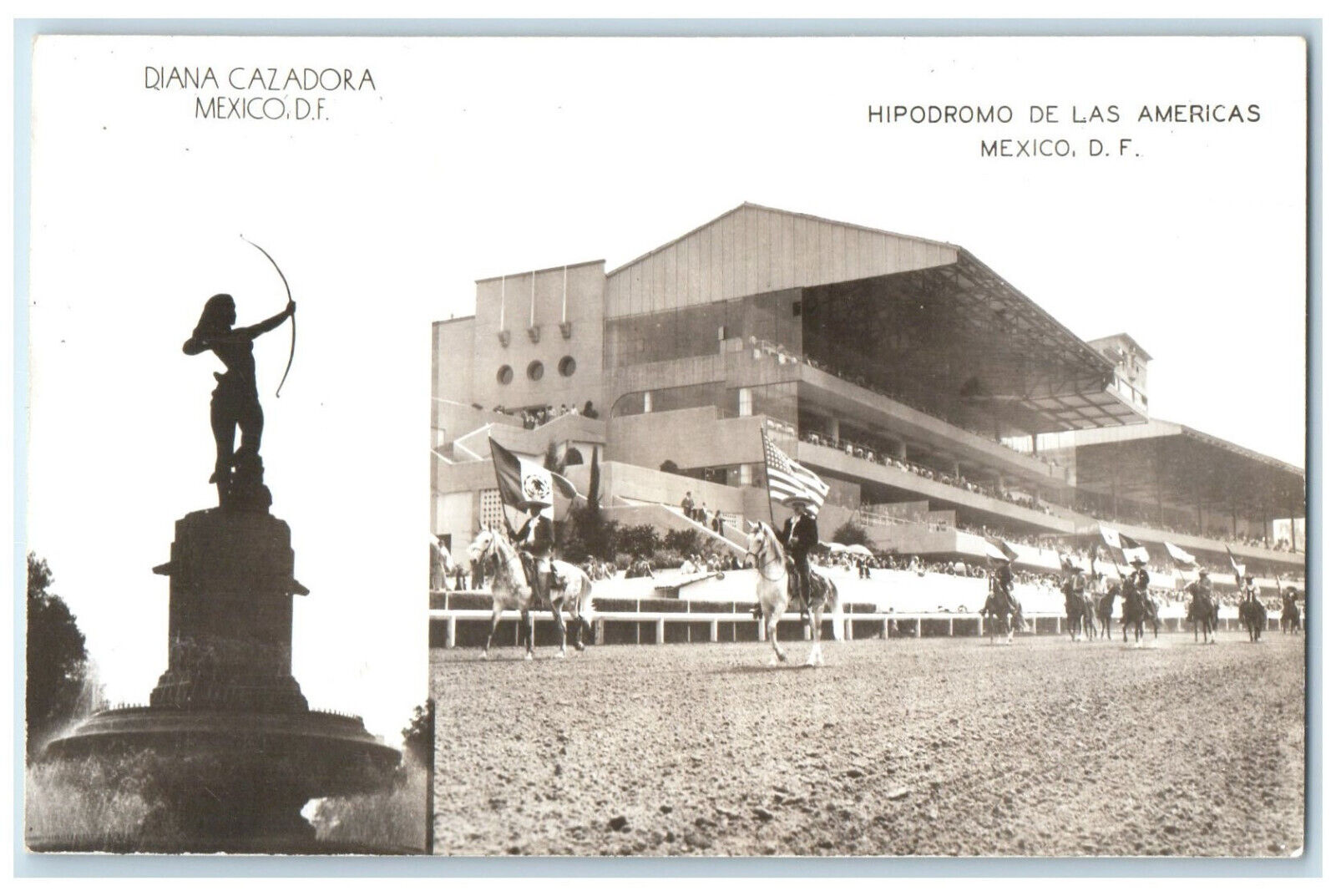 c1950\'s Hiporomo De Las Americas Diana Cazadora Mexico DF RPPC Photo Postcard