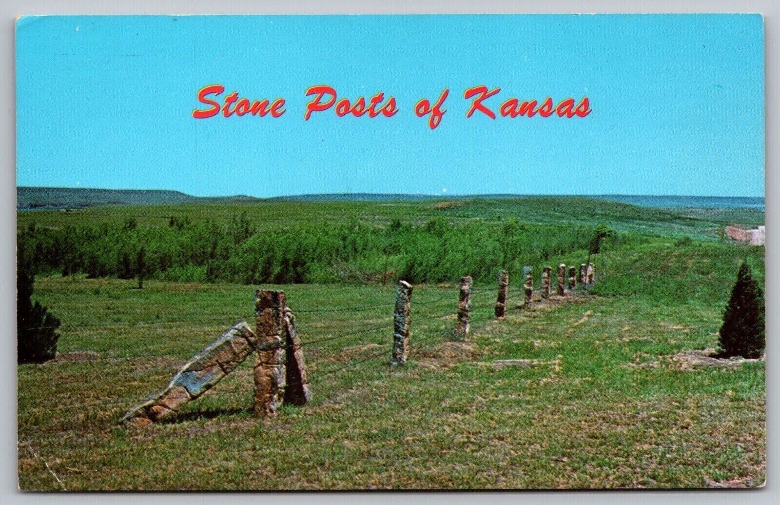 Stone Posts Kansas Vintage Postcard
