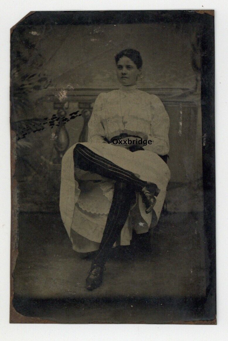 Female Prostitute Tintype Photo 1860 Antique Brothel Sex Worker Civil War Era 