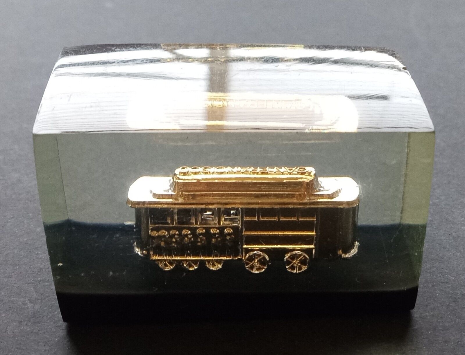 Vintage San Francisco Trolley Lucite Paperweight
