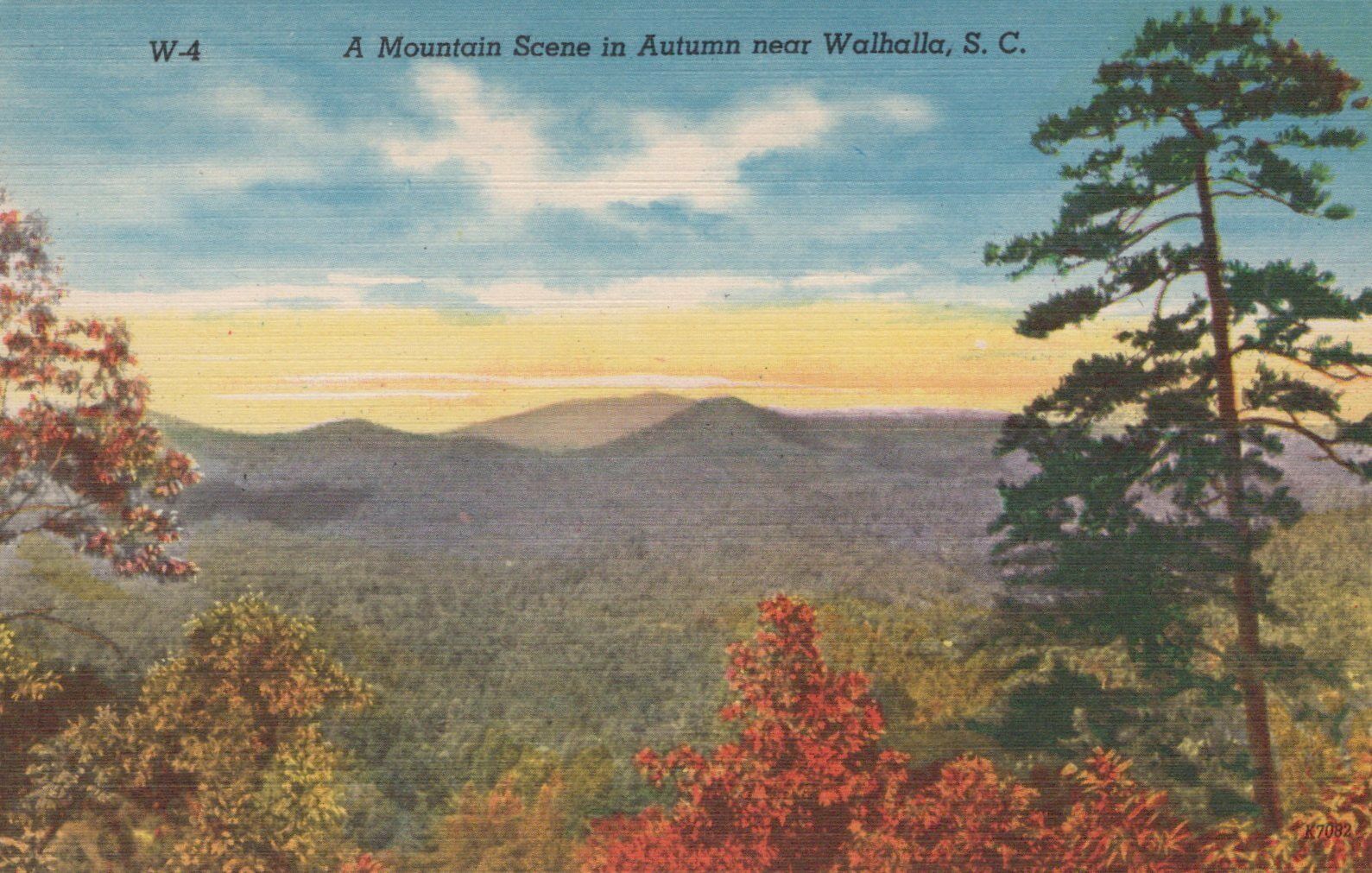 A Mountain Scene In Autumn Near Walhalla SC Vintage Divided Back Post Card