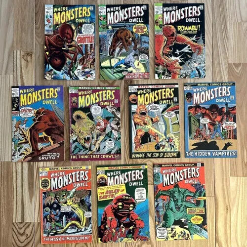 Where Monsters Dwell | Marvel 1970 | 10 Book Lot
