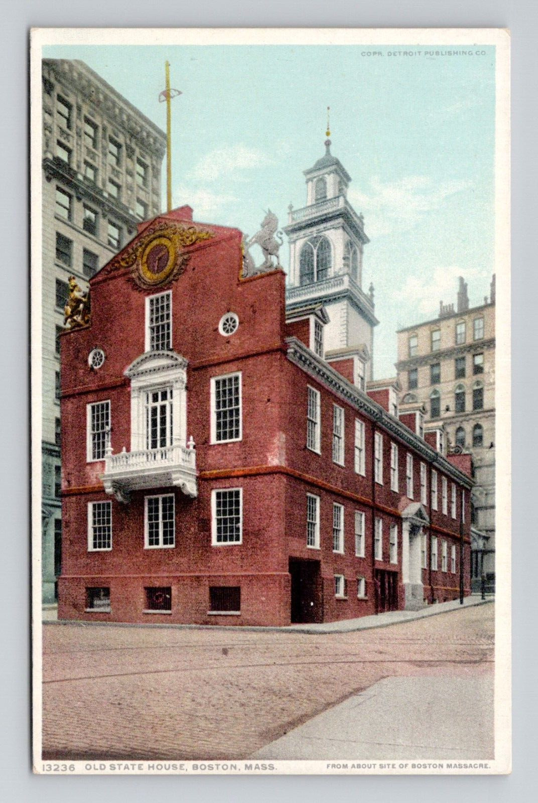 Postcard Old State House Boston Massachusetts MA, Detroit Pub Vintage G1