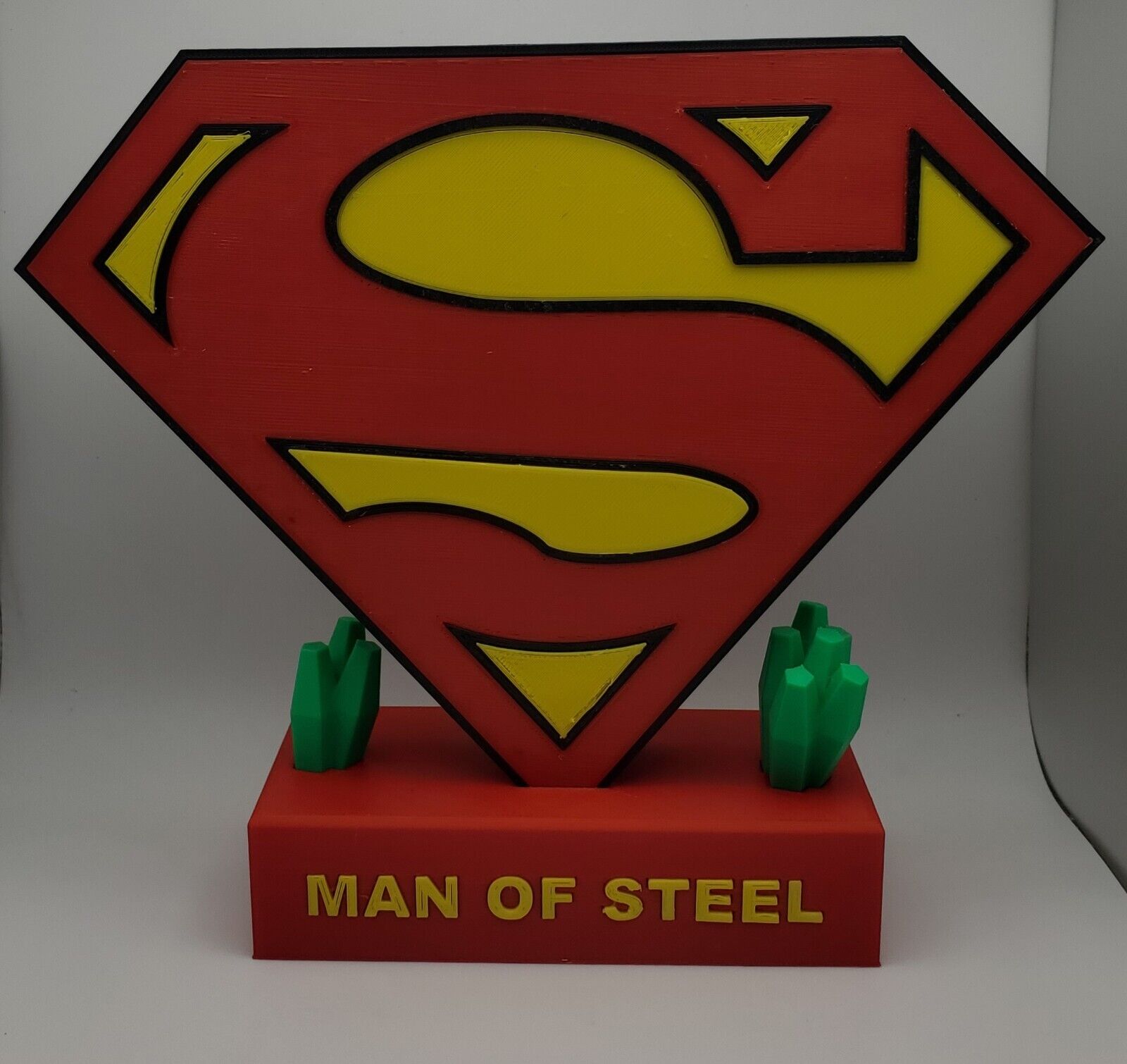 3D Printed Superman Desktop Display Logo Wall Decor With Display Stand 