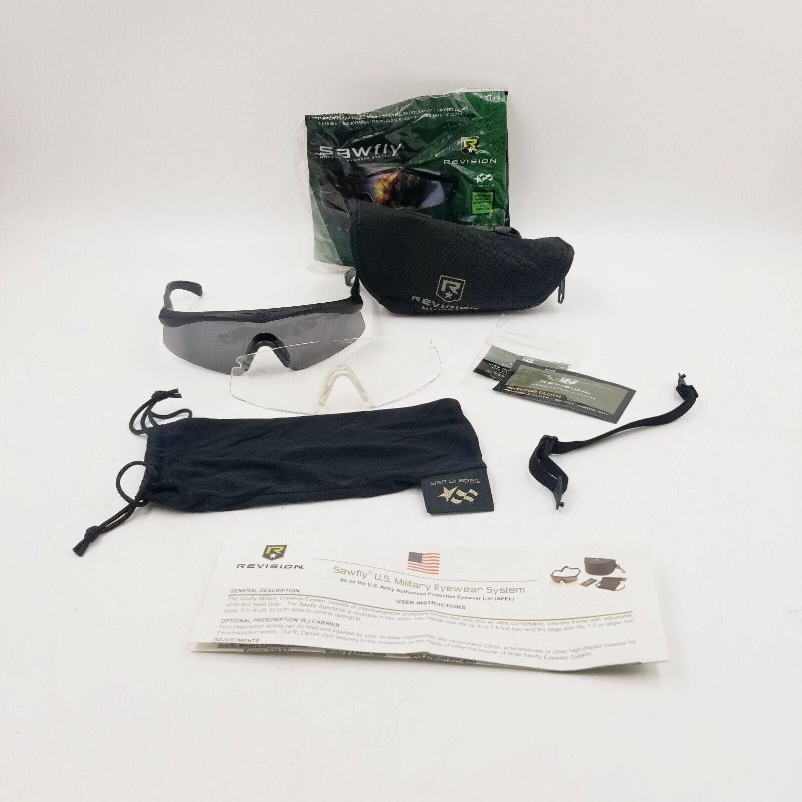 USGI Army Contract Revision Sawfly APEL Protective Glasses w/case Regular Size