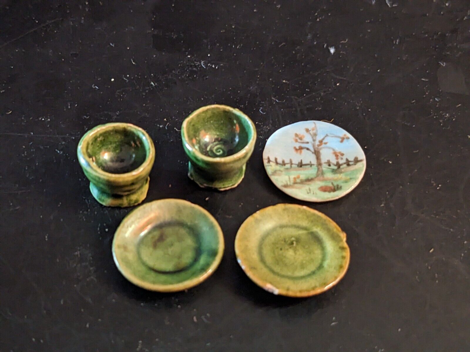 Vintage Dollhouse Miniatures Ceramic Dishes Cups and Plates lot