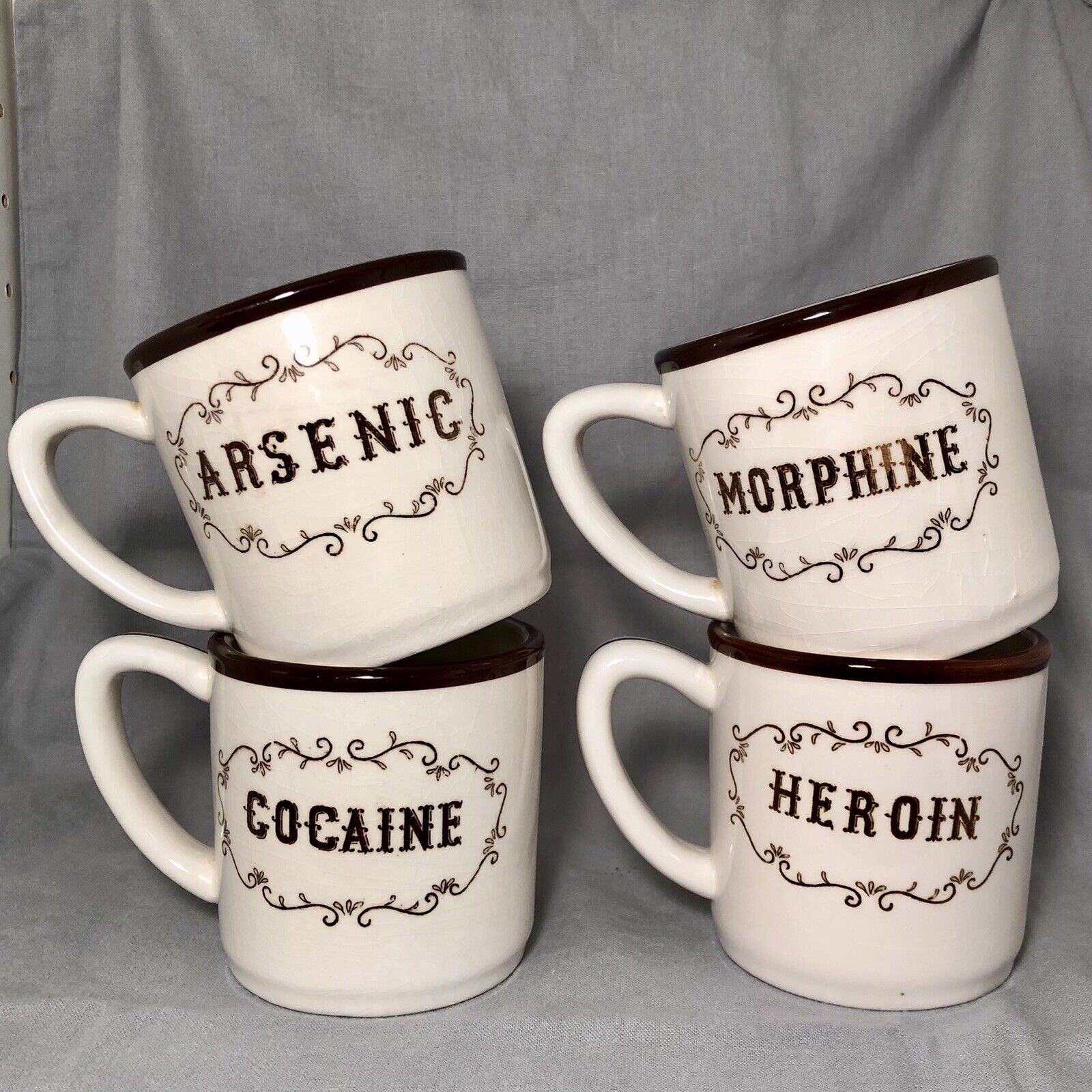 Antique Drug Mugs || Cocaine || Heroin || Arsenic || Morphine || EXTREMELY RARE