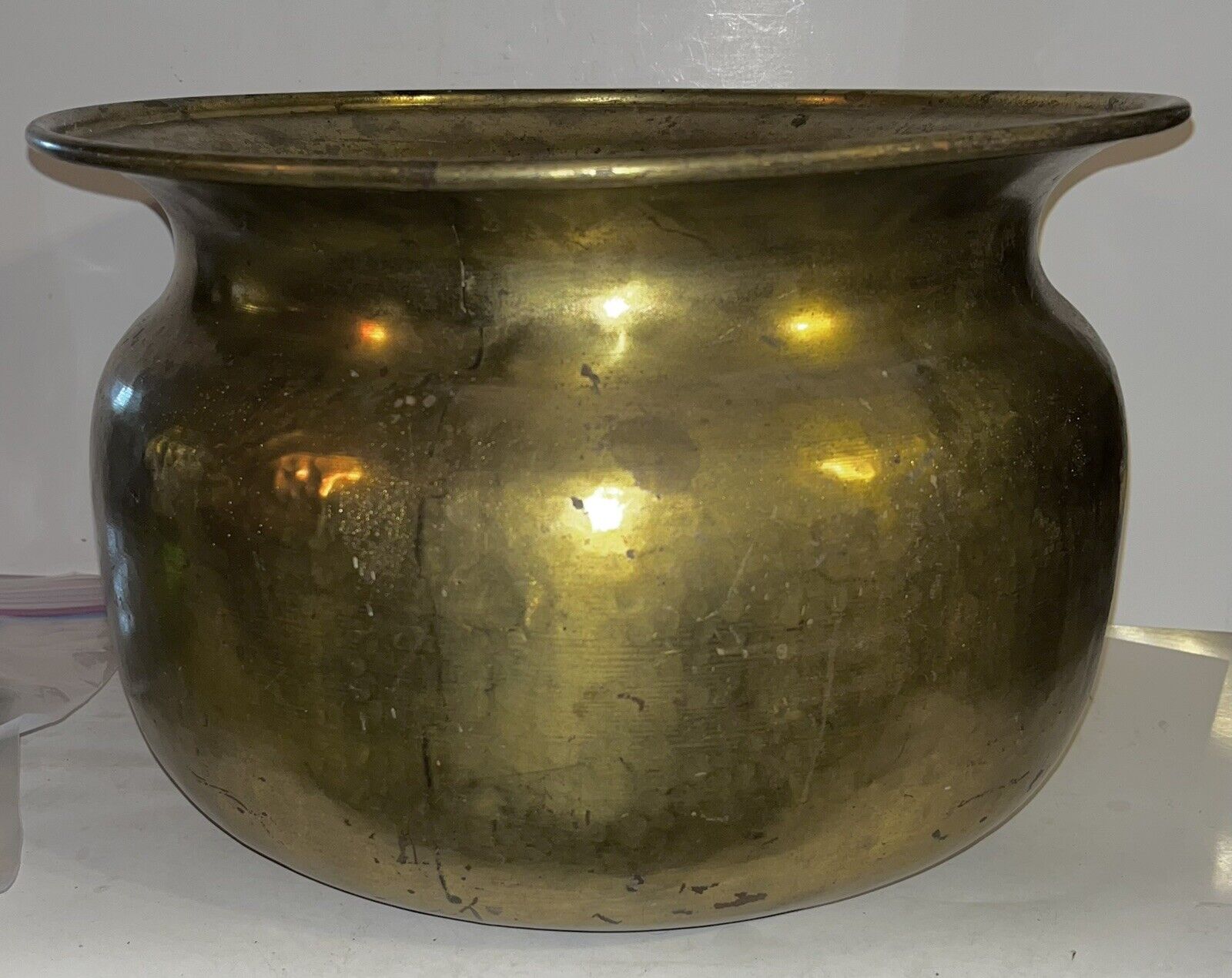 Large Antique Brass Footed Planter/Jardiniere Ferner Fireplace Bowl