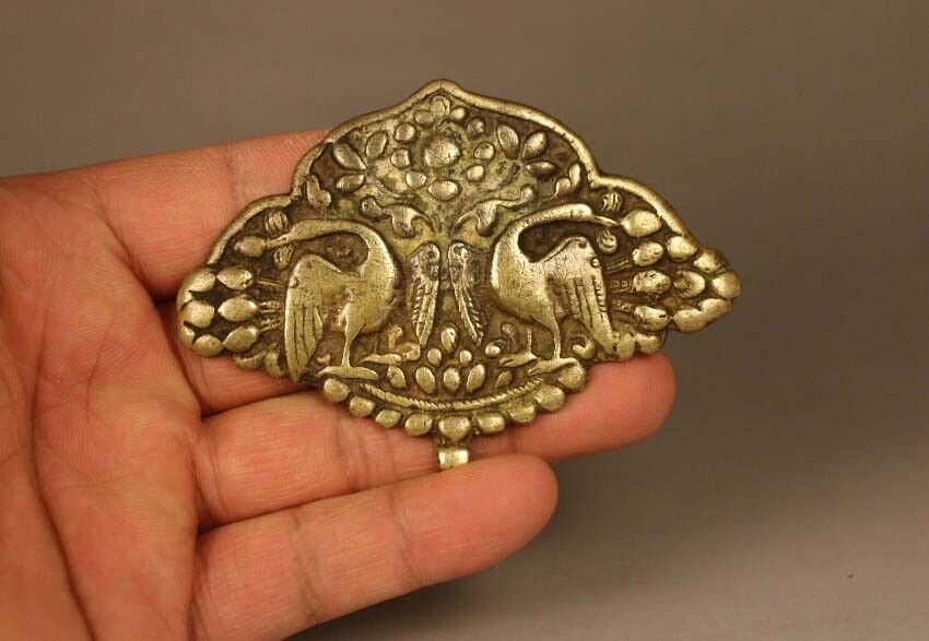 Real Tibet 1700s Old Buddhist Alloy Copper Thogchag TuoJia Lucky Phoenix Amulet