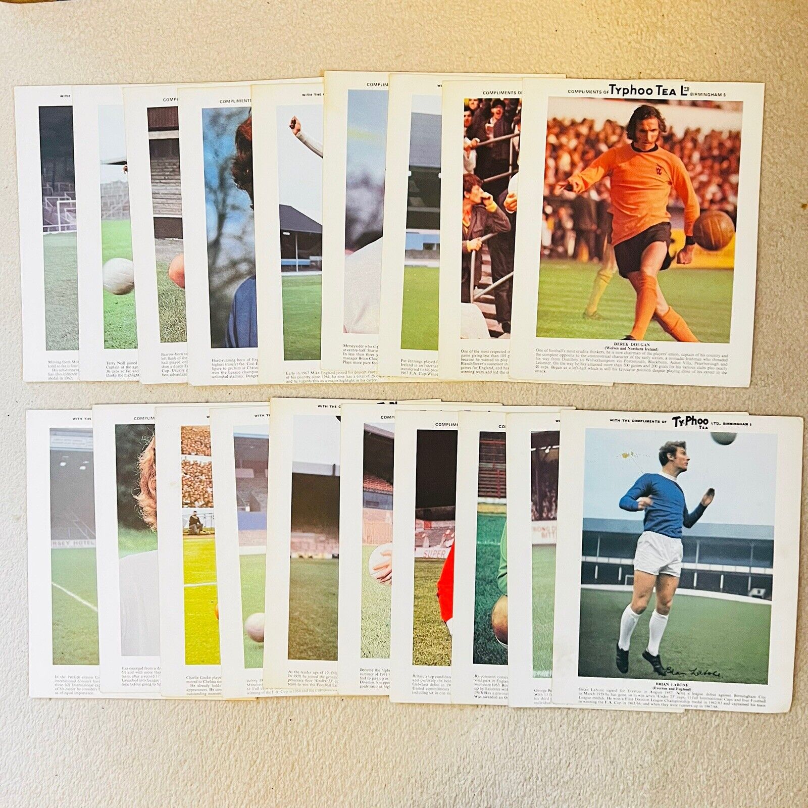 19X Vintage Typhoo Tea Premium Football Stars 1973 Collectible Poster Cards